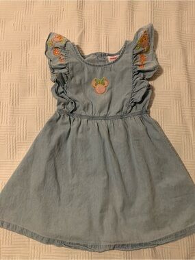 Disney Junior Minnie Light Blue Denim Dress with Embroidered Minnie Patch